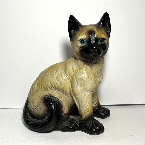 Vintage Mid Century Ceramic Siamese Cat Figurine - Picture 1 of 7